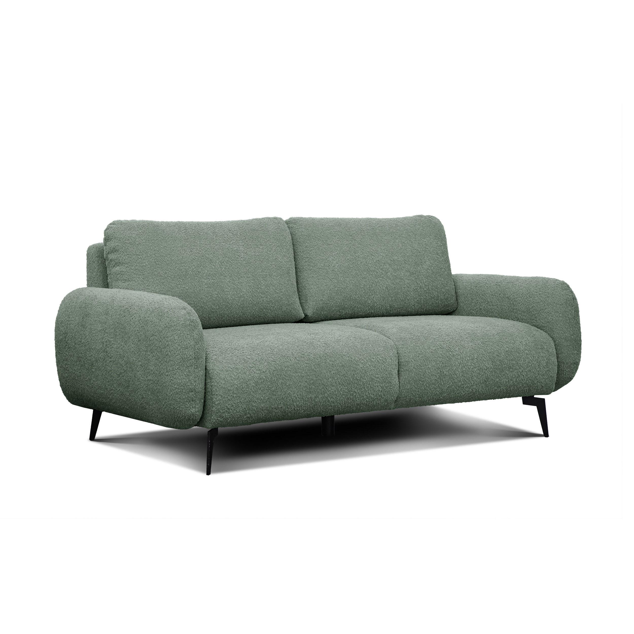 SOFA FEBE 3-Sitzer, salbeigrün - Salbeigrün/Schwarz, Holz/Textil (190/82/96cm) - Wozimo
