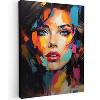 LEINWANDBILD Frau - Porträt - Farbenfroh - Kunst Room Decor 30x40 cm - Multicolor, Textil (30/40cm) - MuchoWow