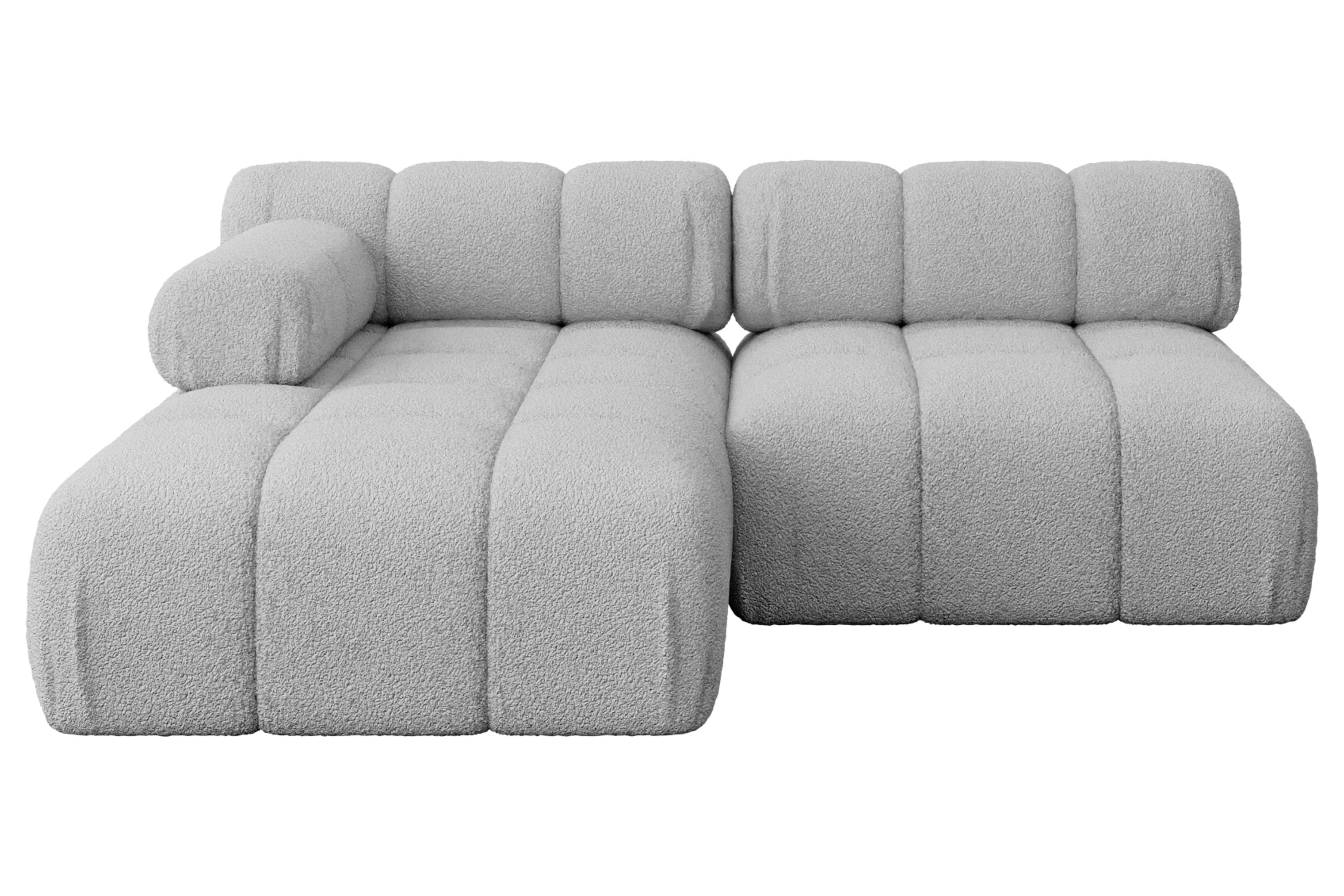 ECKSOFA modulares Sofa Razon-L1 - 190x160x70 cm Hellgrau Bouclé - Hellgrau, Holzwerkstoff/Textil (190/160cm) - ALTDECOR