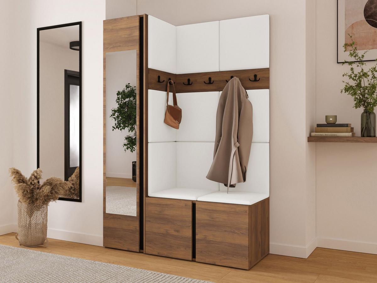 GARDEROBEN-SET Orion X - Nussbaumfarben/Weiß, Holzwerkstoff/Kunststoff (124/186/46cm) - MIRJAN24