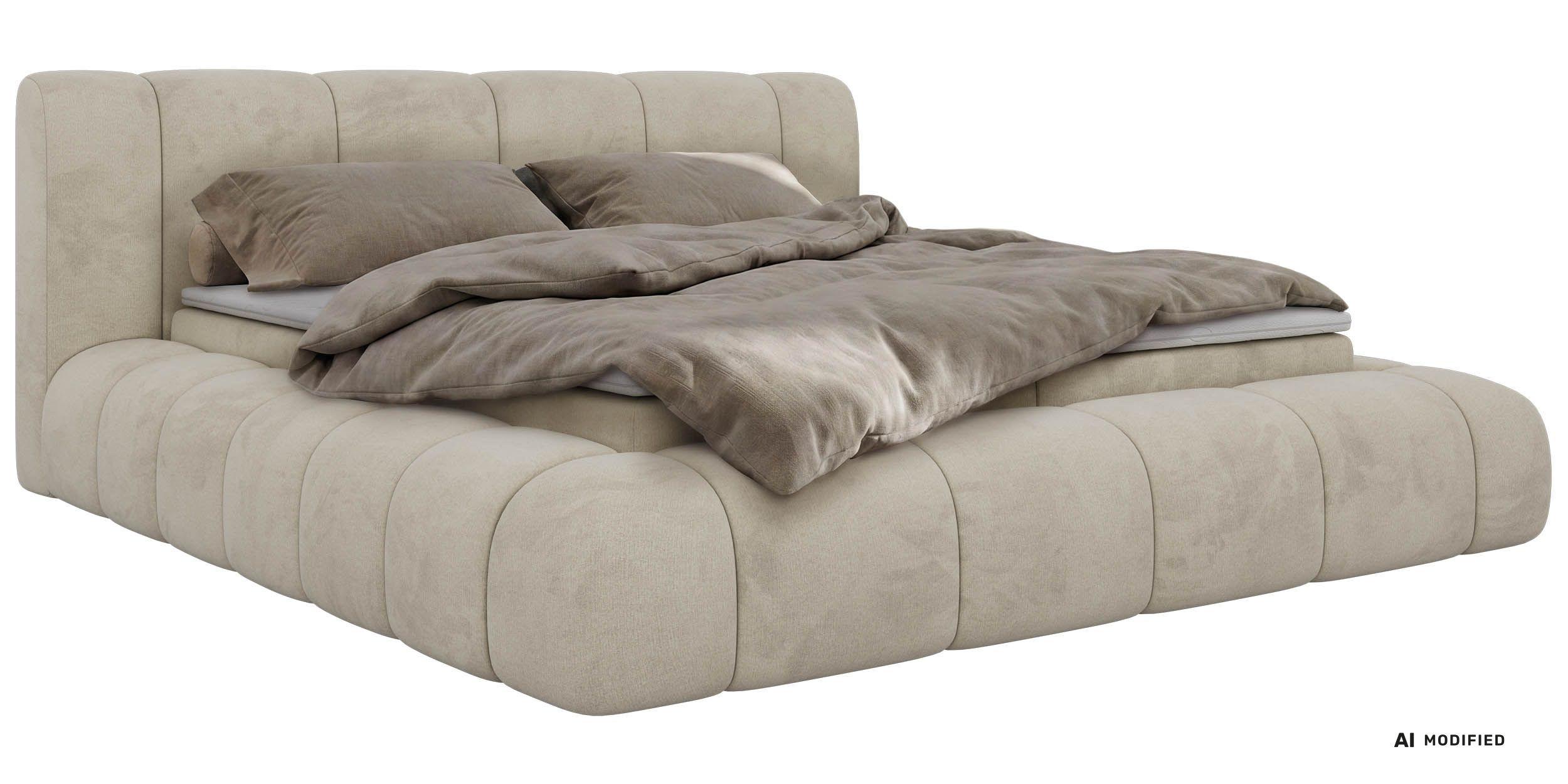 BOXBETT NUBEA 140/200 - Beige Velvet - Topper T25 - H4 - Beige/Schwarz, Kunststoff/Textil (140/200cm) - MKS