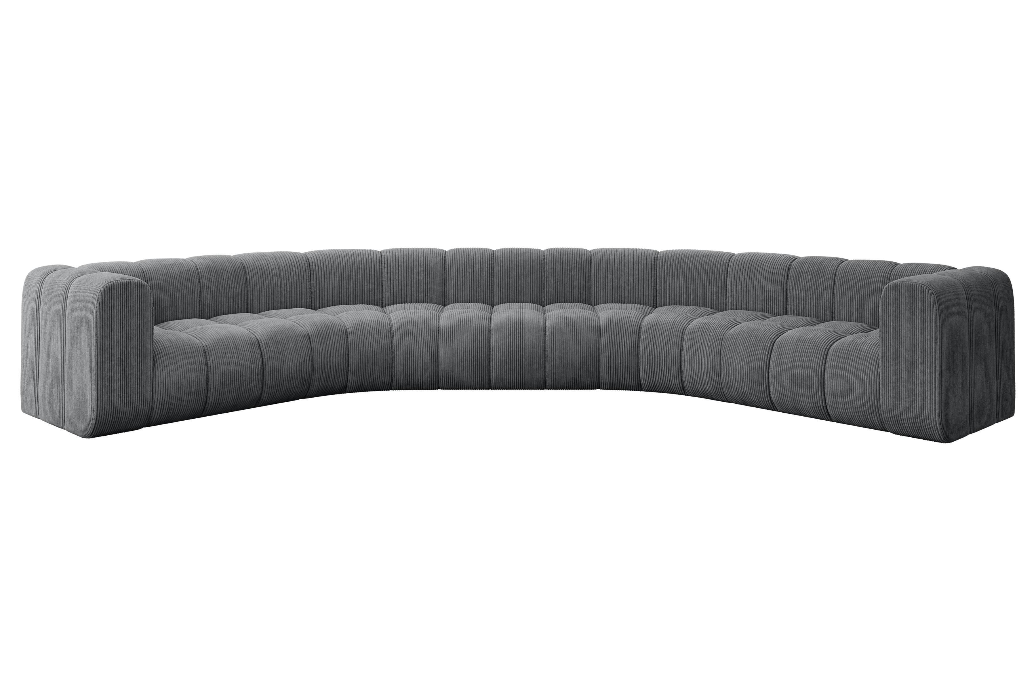WOHNLANDSCHAFT modulares Sofa Lazro-U1 - 373x373x70 cm Dunkelgrau - Dunkelgrau, Holzwerkstoff/Textil (373/70/373cm) - ALTDECOR