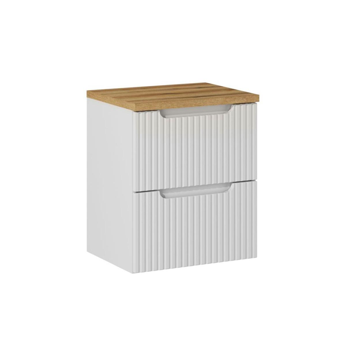 WASCHTISCHUNTERSCHRANK 50.4cm Riva Weiß und Holz - Weiß, Holzwerkstoff (50.4/59/40cm) - Petits-meubles