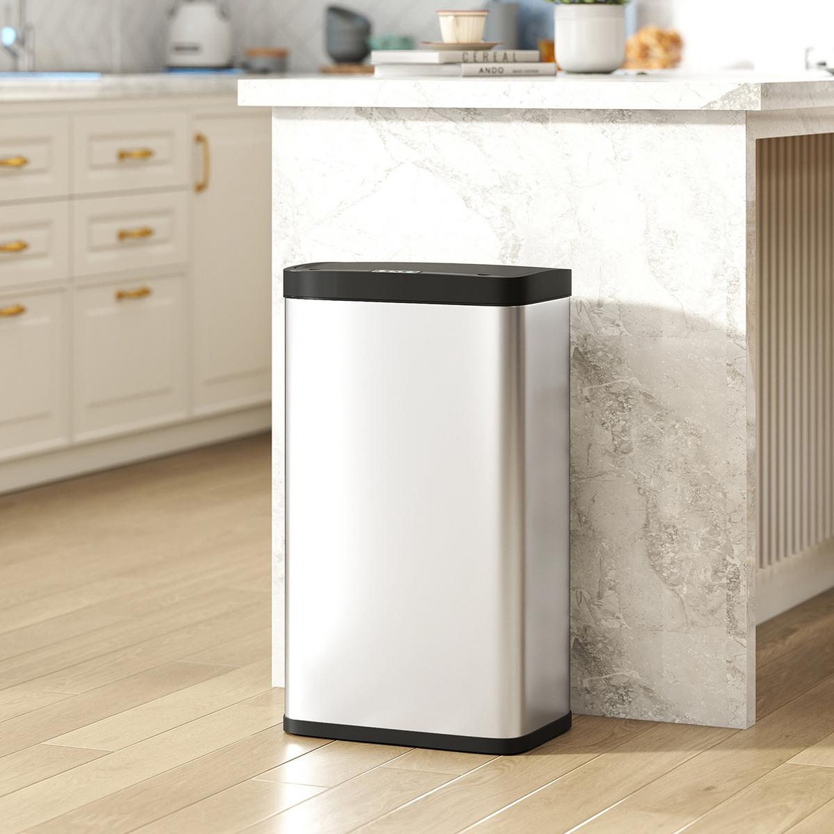 SENSOR-MÜLLEIMER Edelstahl PP ABS Silber Schwarz - Silberfarben, Metall (25.5/67.5/38cm) - HOMCOM