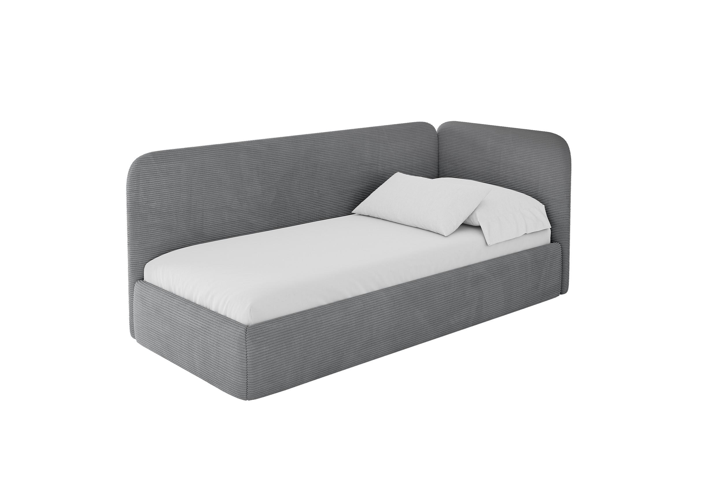 EINZELLBETT Jugendbett mit Bettkasten, Links - ELSY 100x200 Dunkelgrau - Graphitfarben, Holzwerkstoff/Textil (100/200cm) - ALTDECOR