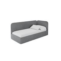 EINZELLBETT Jugendbett mit Bettkasten und Matratze H3/H4, Links - ELSY 80x200 Dunkelgrau - Graphitfarben, Holzwerkstoff/Textil (80/200cm) - ALTDECOR