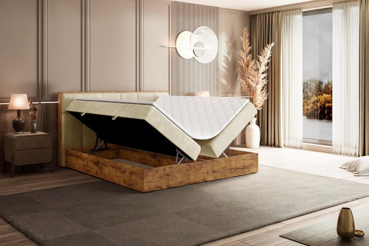 BOXBETT mit Matratze H4 und Lattenrost - LOLLI7 - 140x200 - Beige - Braun, Holzwerkstoff/Kunststoff (140/200cm) - ALTDECOR