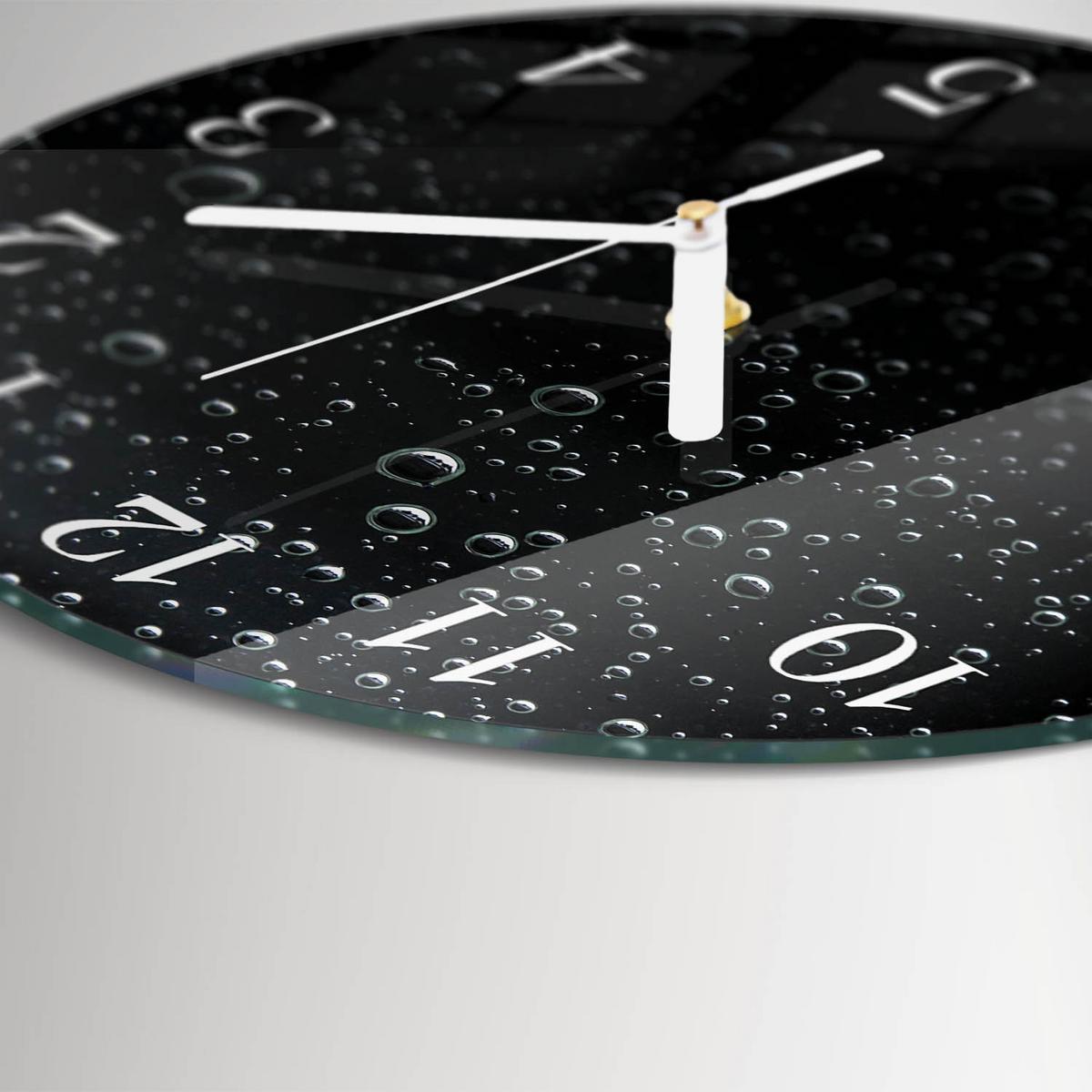 WANDUHR aus Glas Ø30 cm - Tropfen - Schwarz, Glas (30/30/0.4cm) - TULUP