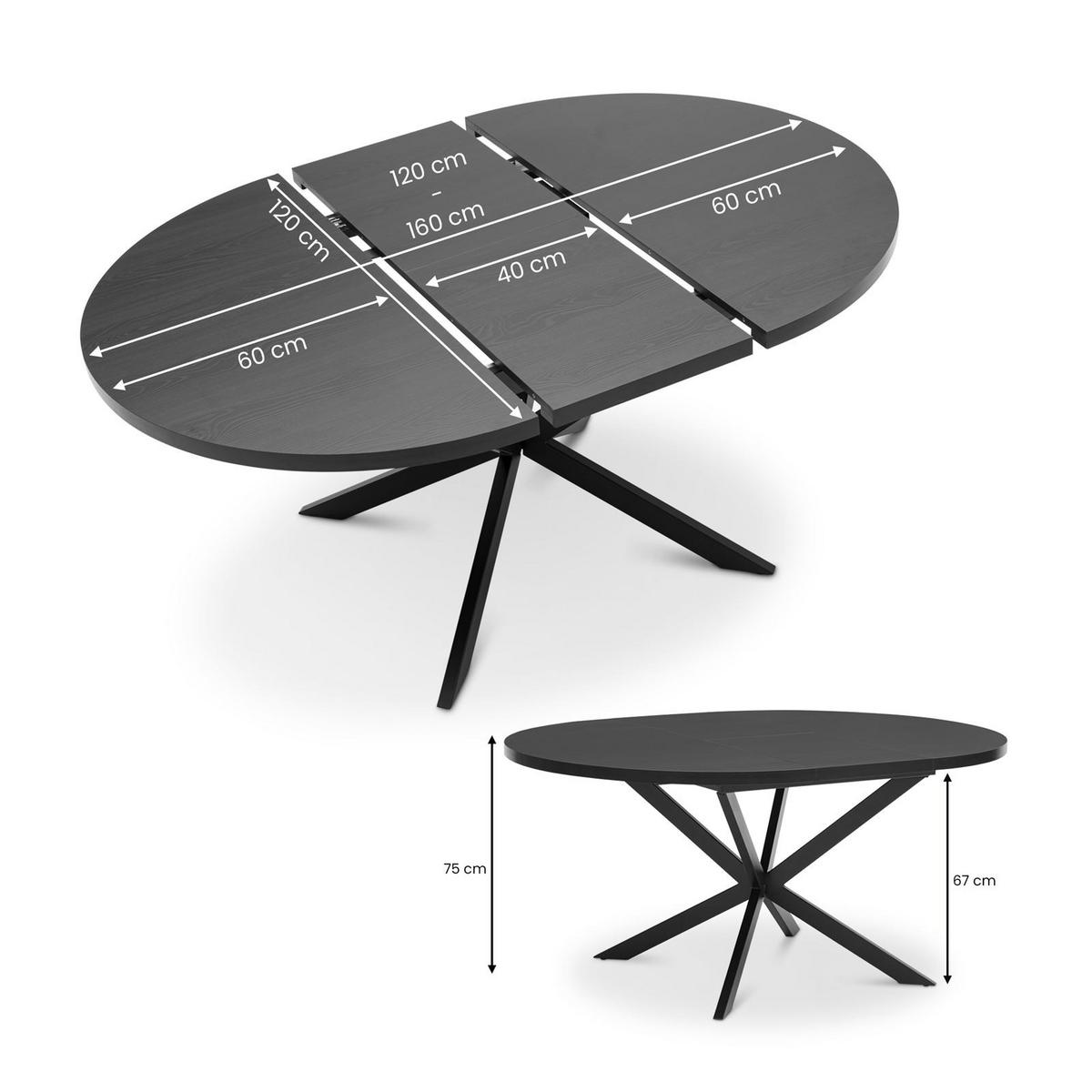 ESSGRUPPE TOLEDO 5er Set schwarz - Schwarz, Holzwerkstoff/Metall - IDIMEX
