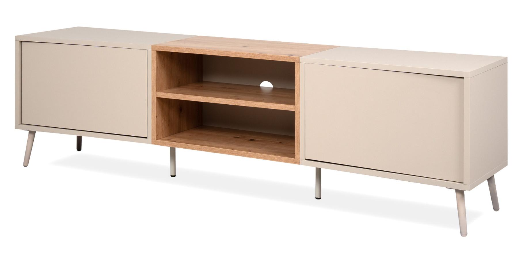 TV-LOWBOARD Kaschmir, Eiche Artisan 175 cm, TV Unterteil mit Push-to-Open - Kaschmir/Eiche Artisan, Holzwerkstoff (175/50/37.5cm) - Furn.Design
