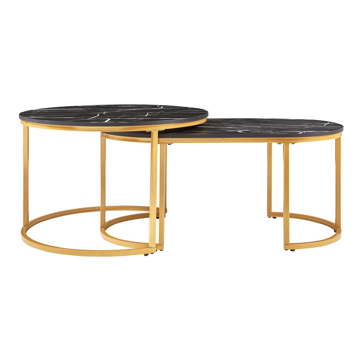 SATZTISCH-SET 2 TLG. Oppeerg - Goldfarben/Schwarz, Holzwerkstoff/Metall (70/70/45cm) - [en.casa]