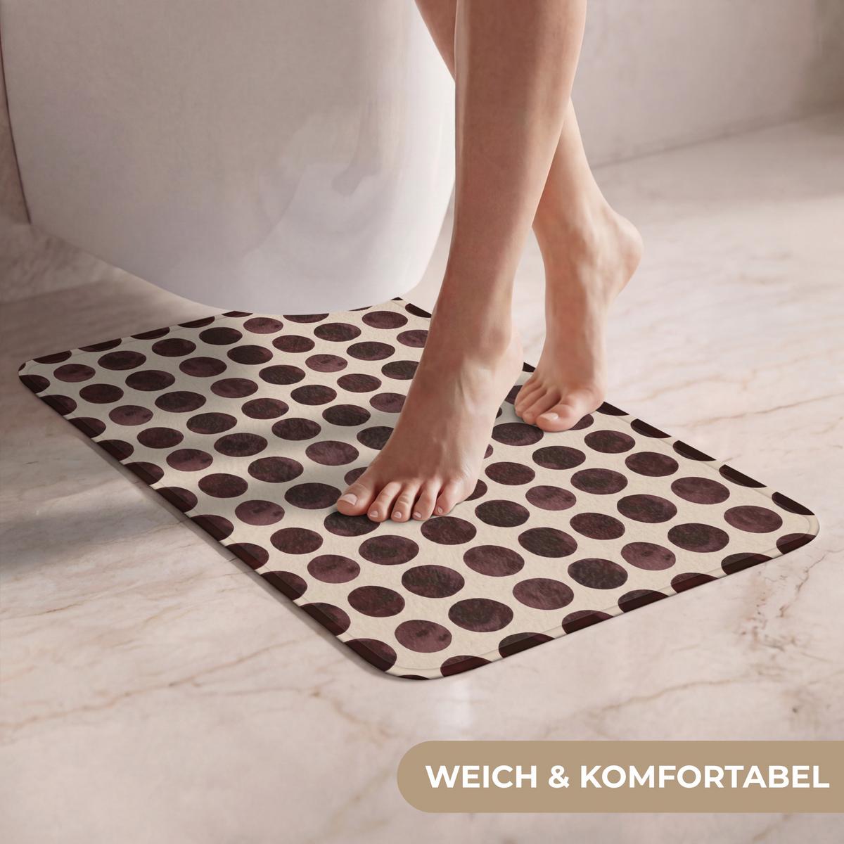 WC-VORLEGER Polka dots - Muster - Braun WC Teppich 40x60 cm - Bordeaux, Textil (40/1cm) - OnlyWow