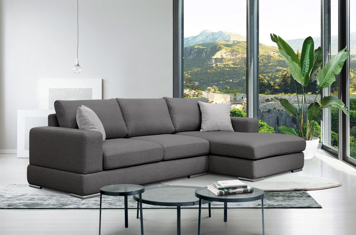 ECKSOFA OTTO 4-Sitzer, dunkelgrau - Dunkelgrau, Holzwerkstoff/Textil (279/159cm) - Wozimo