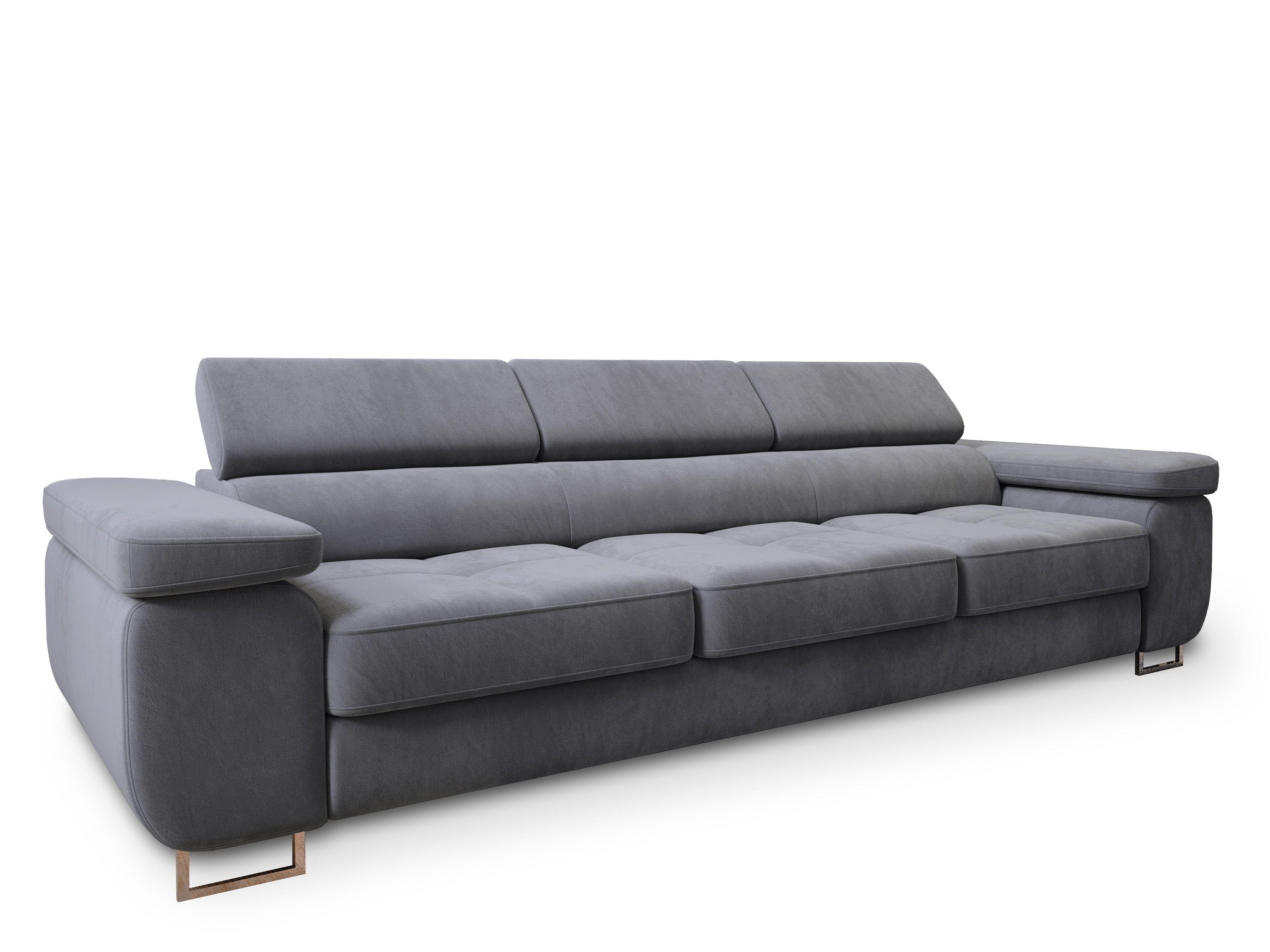 BETTSOFA MOSINE Grau Velours-Stoff mit Schlaffunktion - Grau, Textil (281/87/98cm) - MASSENO