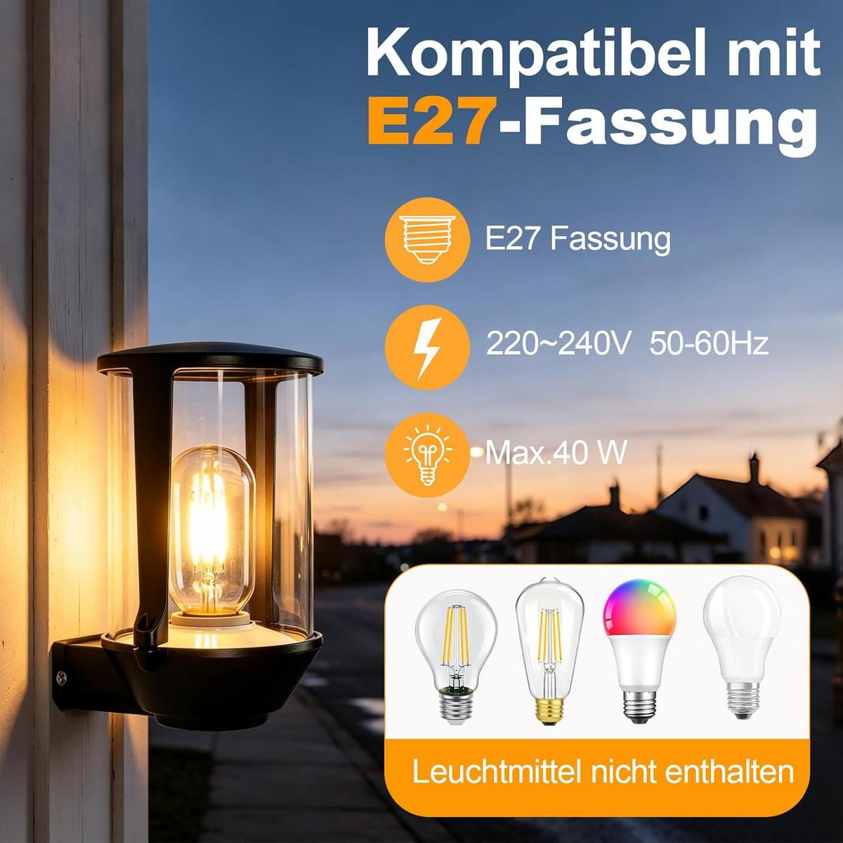 AUSSENWANDLEUCHTE Corenli 12.8/11.8/18.3 cm - Schwarz, Glas/Metall (11.8/18.3/12.8cm) - ZMH