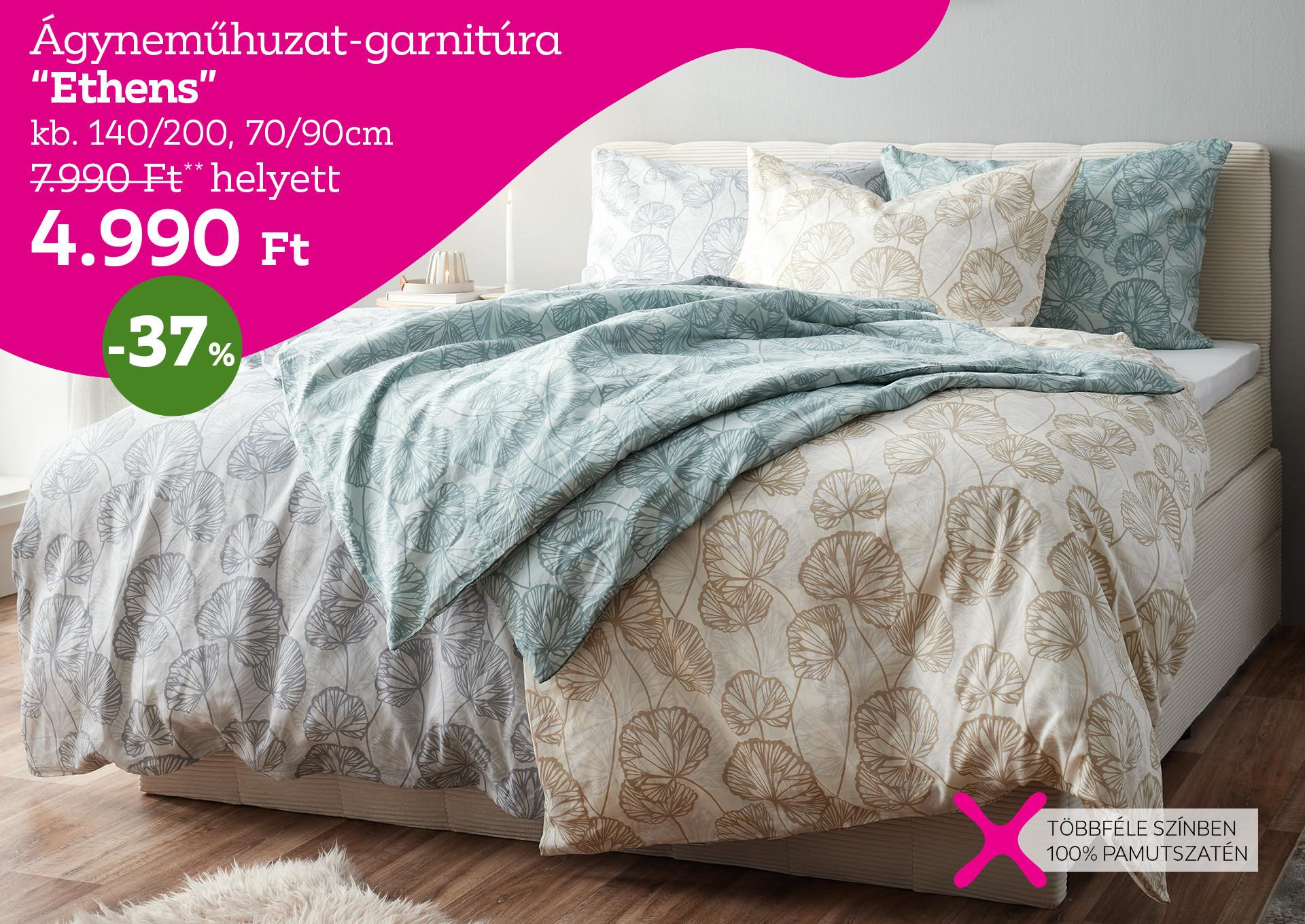 Ágyneműhuzat-garnitúra ETHENS 7990 Forint helyett 4990 Forint, kedvezmény mértéke 37%