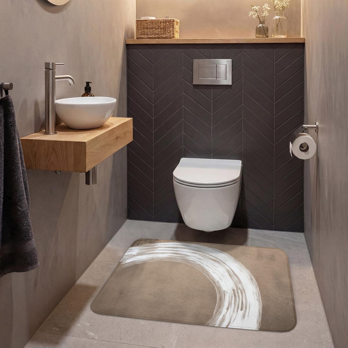 WC-VORLEGER Farbe - Braun - Japandi Toilettenteppich 90x60 cm - Mokka, Textil (90/1cm) - OnlyWow