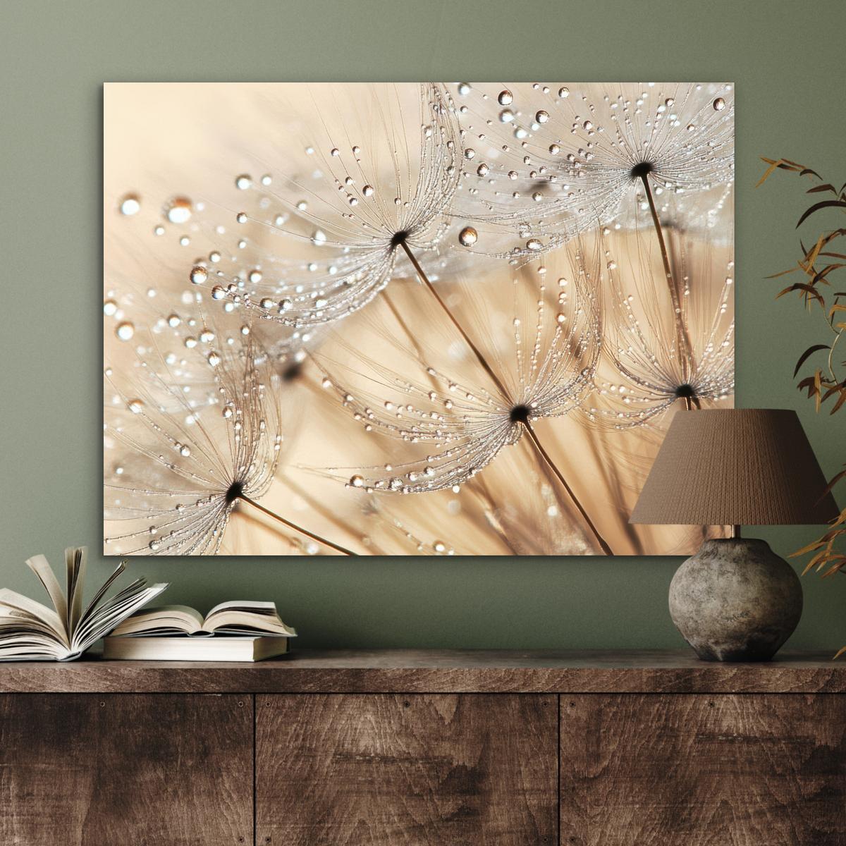 METALLBILD Löwenzahn - Abstrakt - Natur - Beige 80x60 cm - Braun, Metall (80/60cm) - MuchoWow
