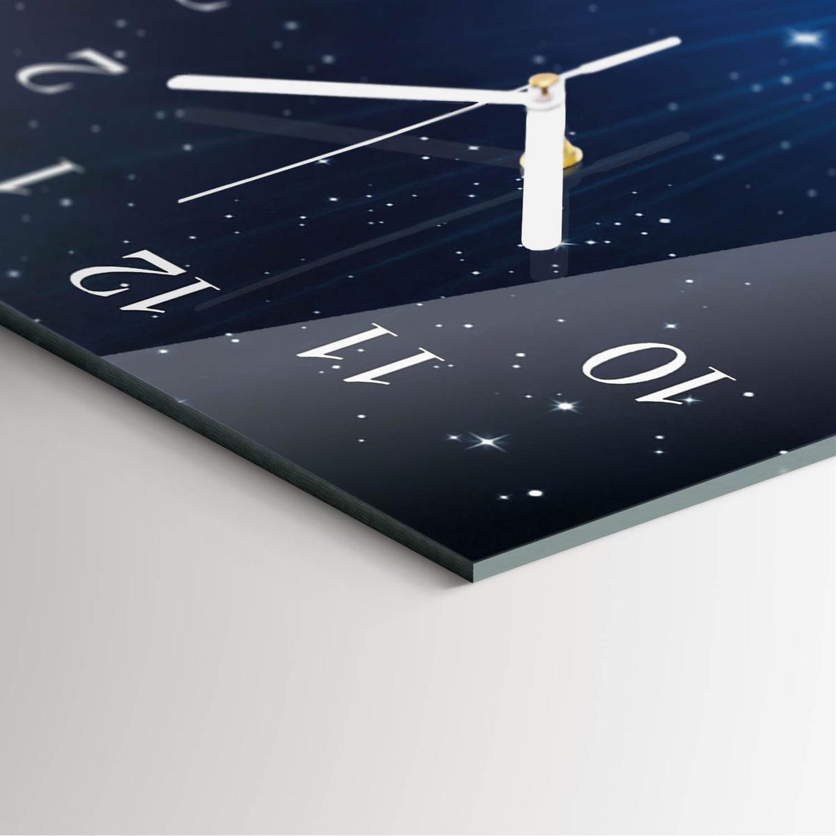 WANDUHR aus Glas 30x60 cm - Erde Weltall - Blau, Glas (30/60/0.4cm) - TULUP