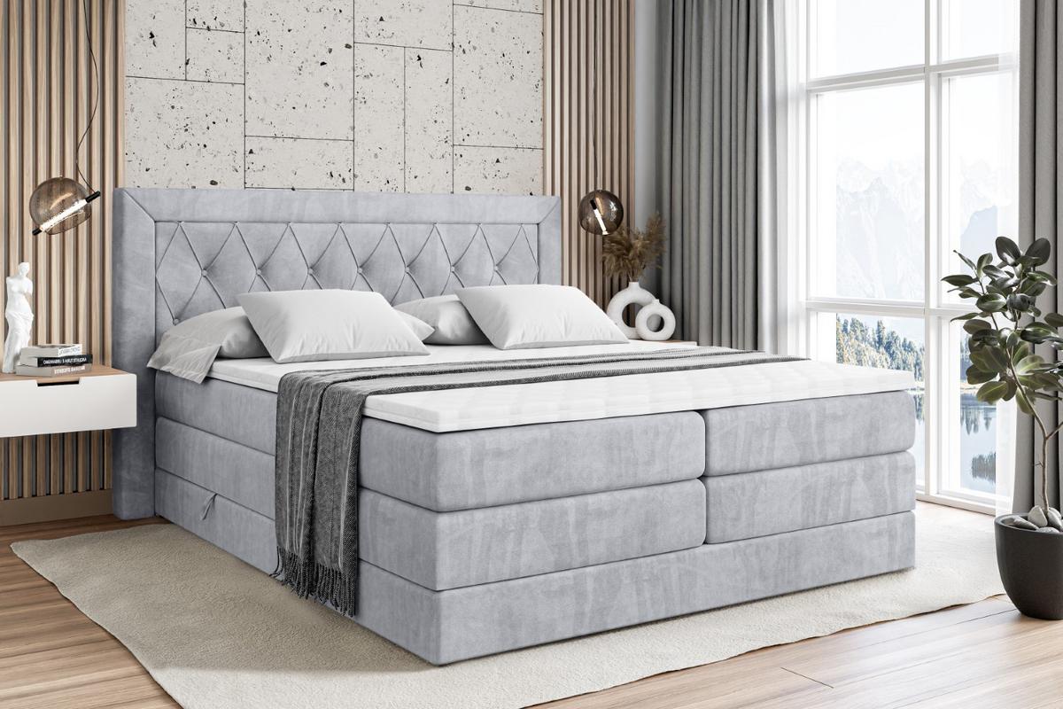 BOXSPRINGBETT NOEL KING - 140 x 200 - H3/H4 - Hellgrau - Hellgrau, Holzwerkstoff (140/200cm) - ALTDECOR