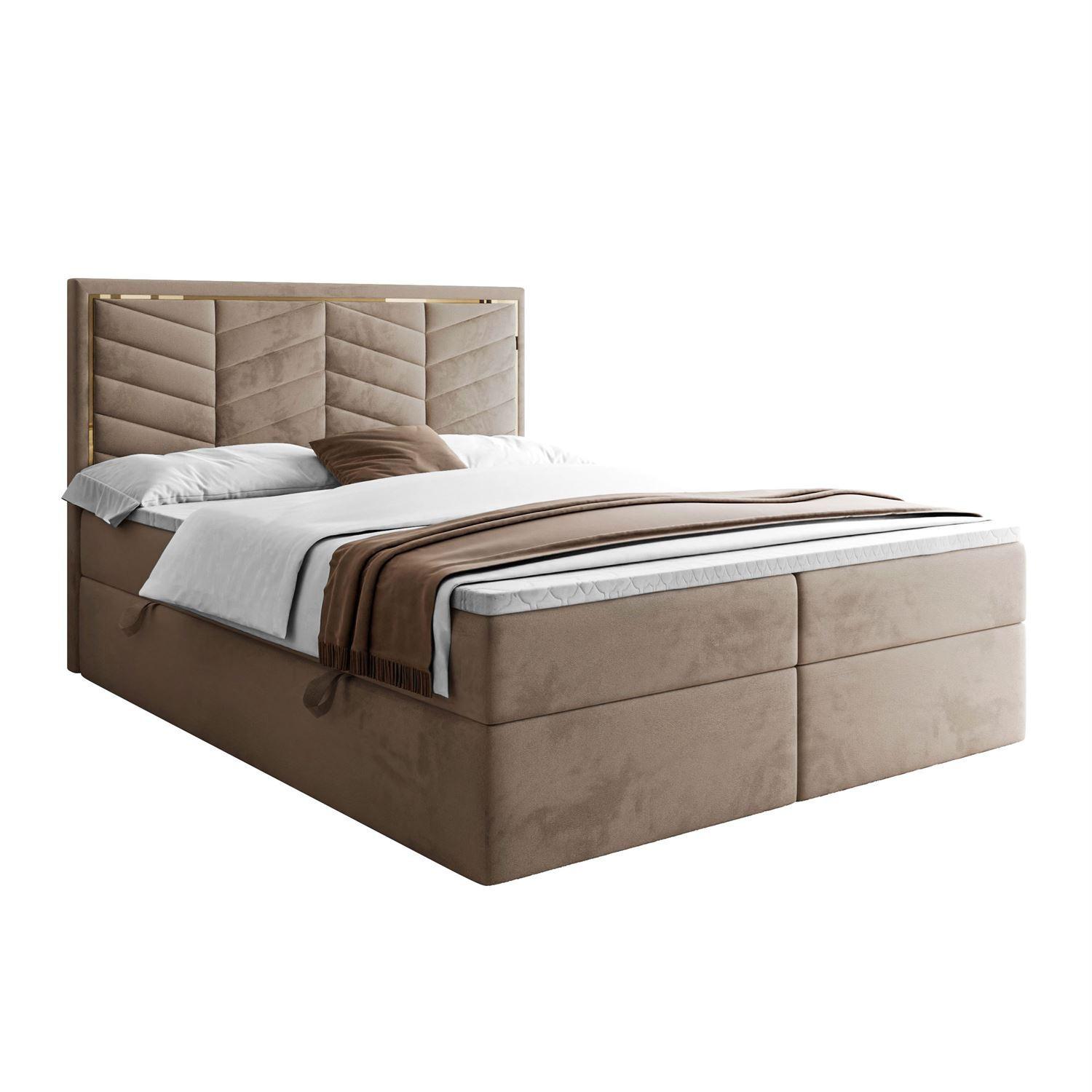 KONTINENTALBETT AURORA 180x200 mit Bettkasten Royal Velvet 176 - Creme, Textil (180/200cm) - Lookway