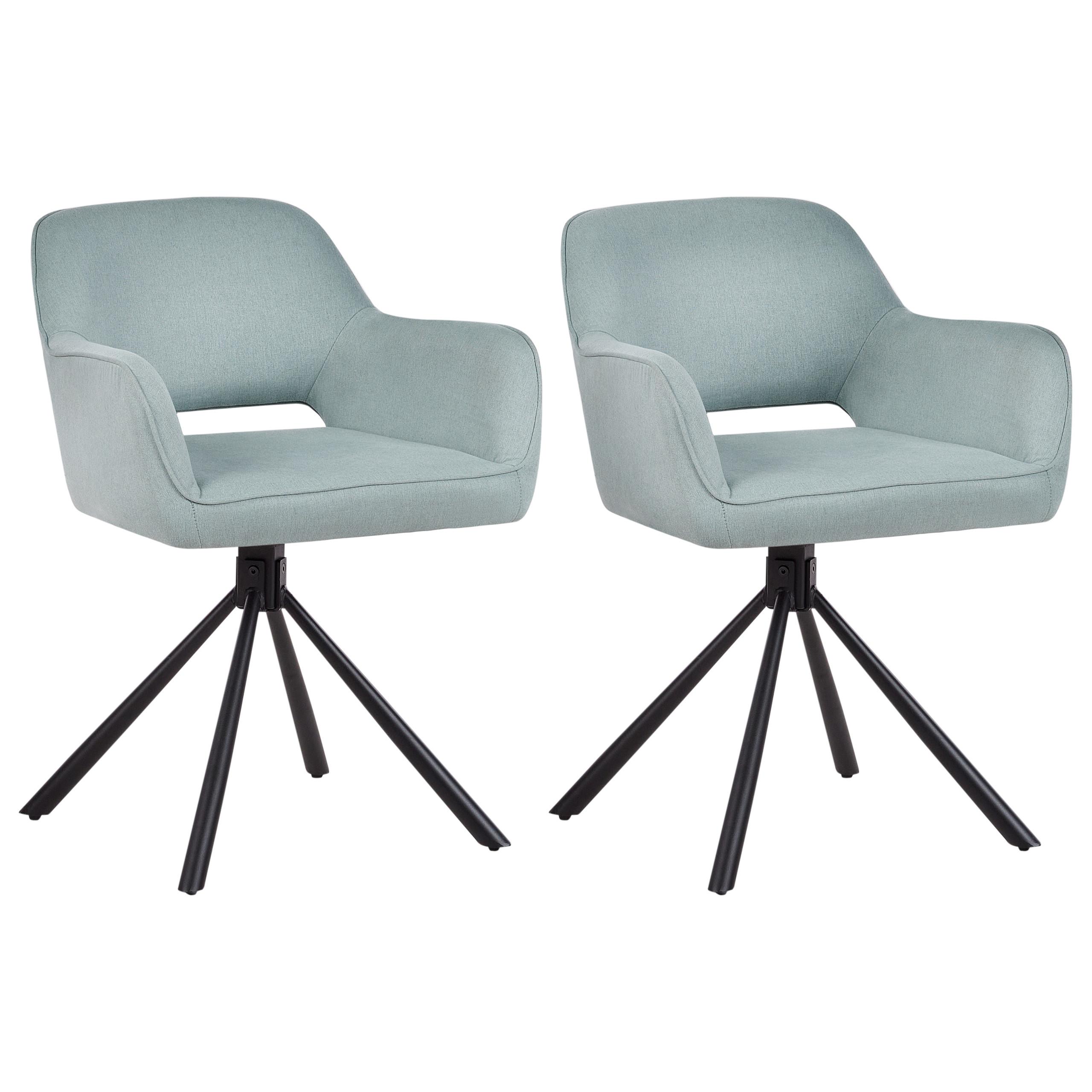 ESSZIMMERSTUHL 2er-Set Mintgrün Loures - Schwarz/Mintgrün, Textil (56/80/63cm) - Beliani