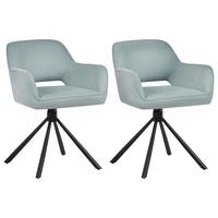 ESSZIMMERSTUHL 2er-Set Mintgrün Loures - Schwarz/Mintgrün, Textil (56/80/63cm) - Beliani