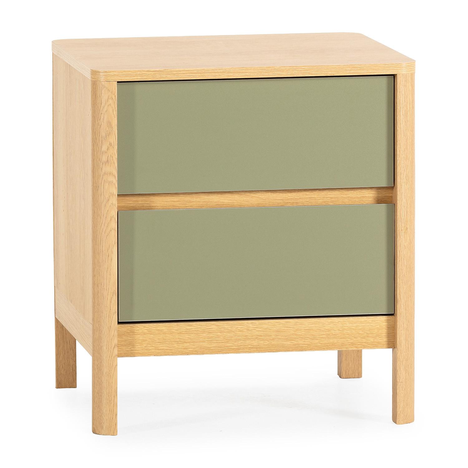 NACHTTISCH Nassau 2 schubladen Eichenfarbe/grün - Grün, Holzwerkstoff (45/50/40cm) - VS Venta-stock
