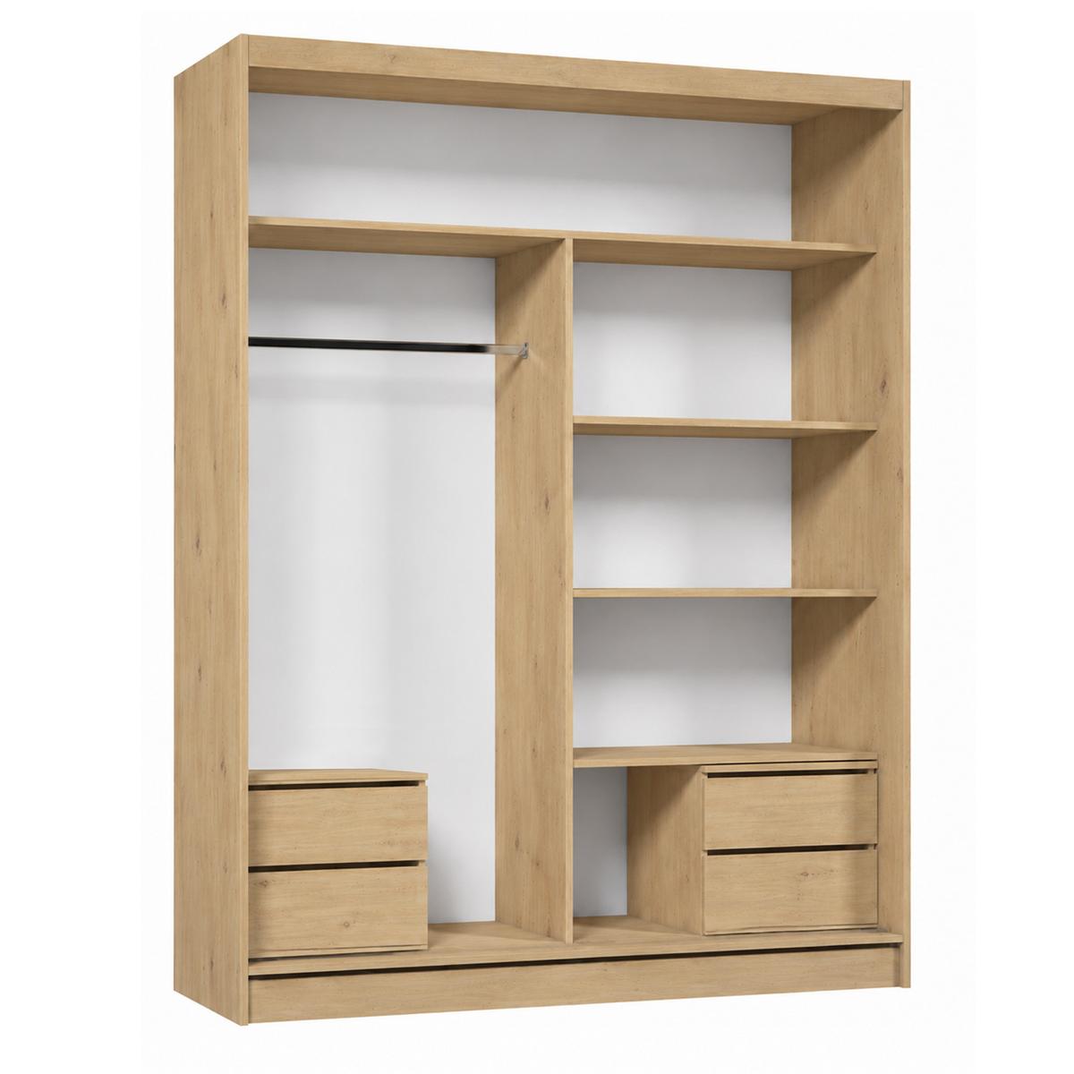 SCHWEBETÜRENSCHRANK Debra mit 2 Türen, 160/216/61 eiche Artisan mit Spiegel und Schubladeneinsätze - Eiche Artisan, Holzwerkstoff (160/216/61cm) - Beautysofa
