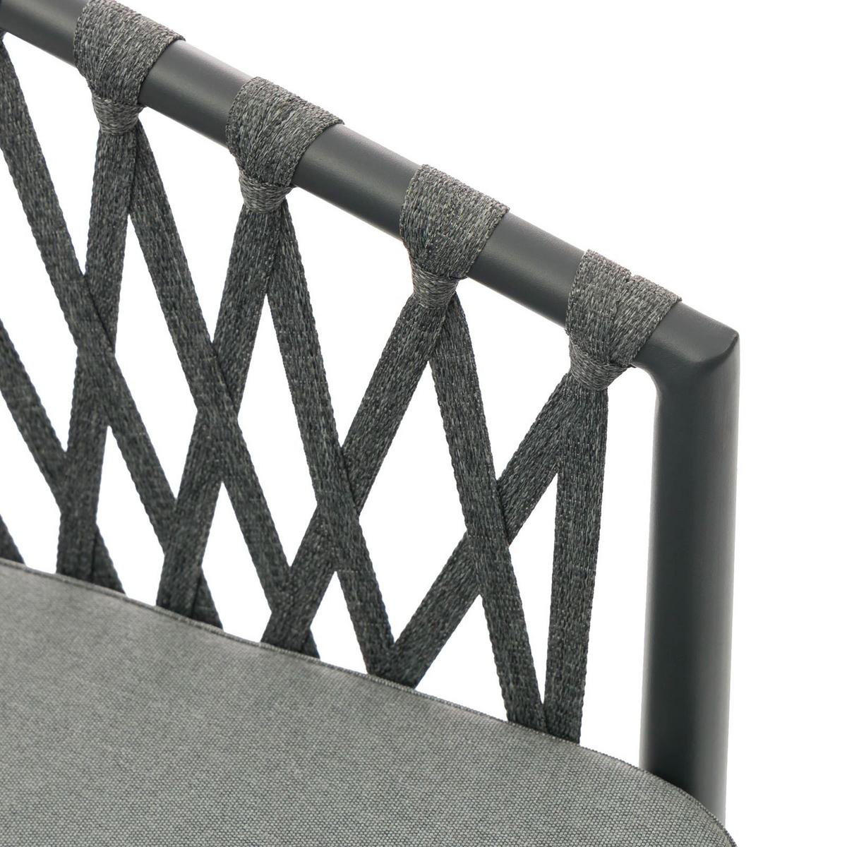 GARTENSTÜHLE SUNNY 6er-Set grau, schwarz - Grau, Textil/Metall (56/75/62cm) - IDIMEX