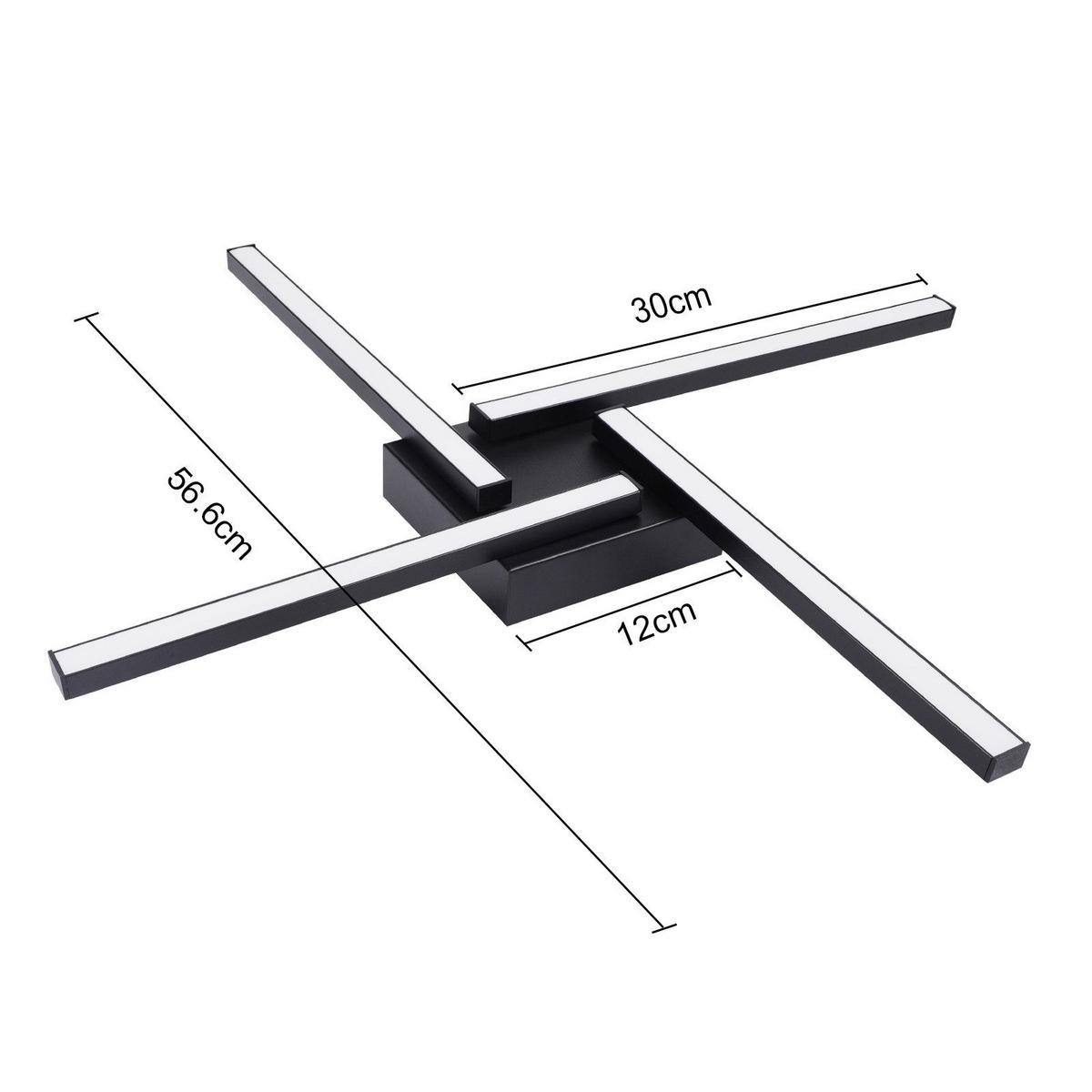 LED-DECKENLEUCHTE Merseburg 56.6/56.6/4.8 cm - Schwarz, Metall (56.6/56.6/4.8cm) - Nettlife