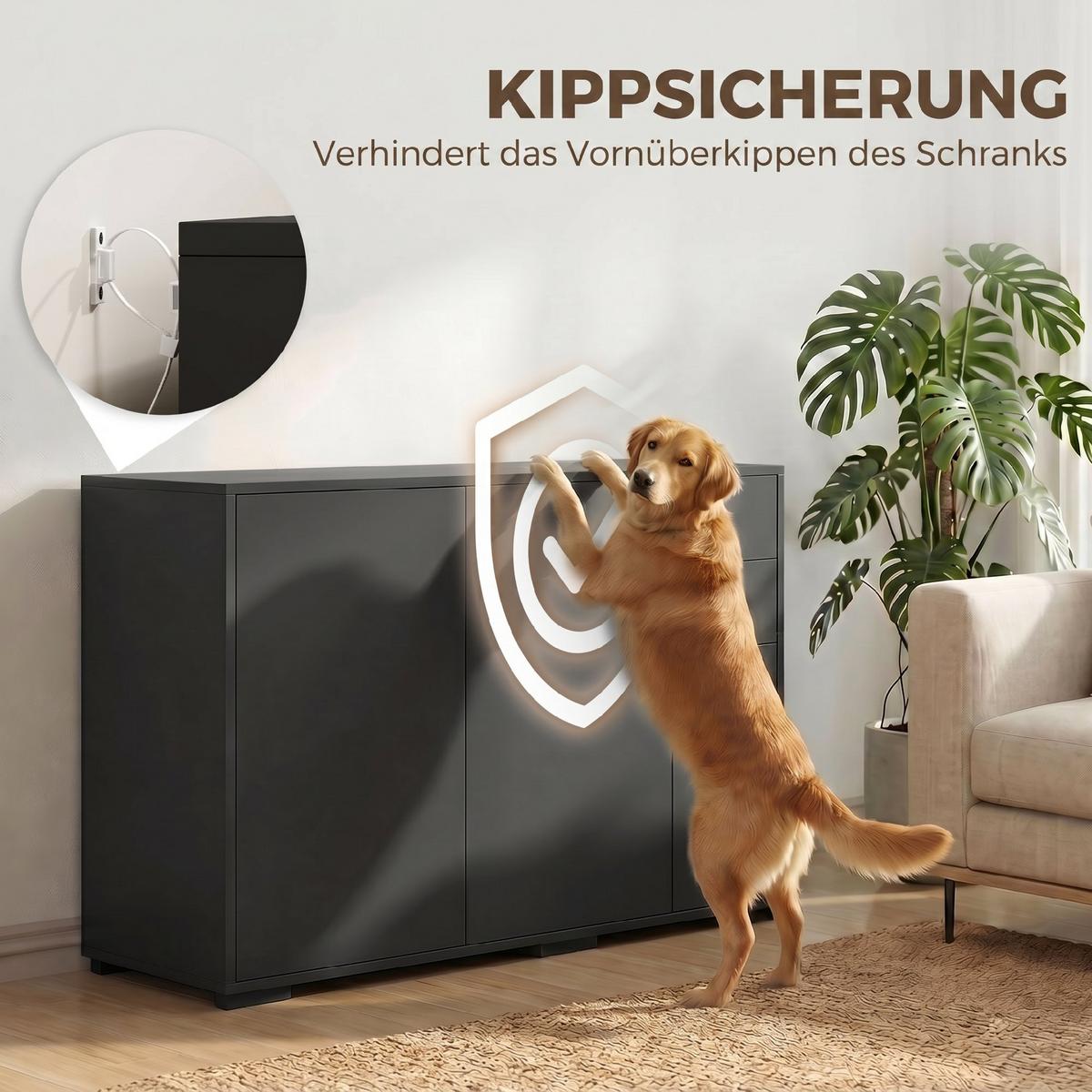 STANDSCHRANK Spanplatte Schwarz - Schwarz, Holzwerkstoff/Kunststoff (36/74/117cm) - HOMCOM