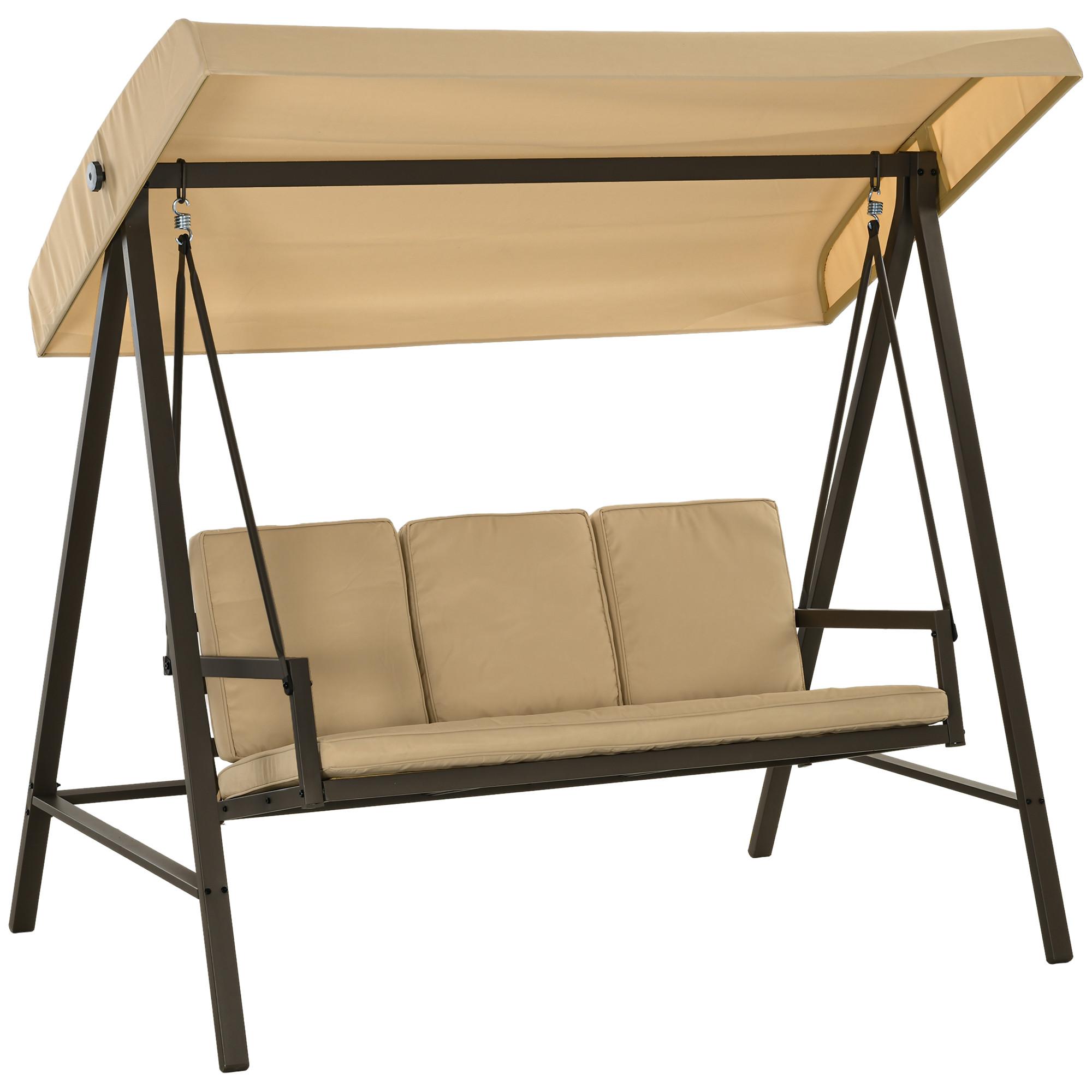 HOLLYWOODSCHAUKEL, 3-Sitzer, Beige, 200 x 125 x 175 cm - Beige, Kunststoff (125/175/200cm) - Outsunny