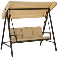 HOLLYWOODSCHAUKEL, 3-Sitzer, Beige, 200 x 125 x 175 cm - Beige, Kunststoff (125/175/200cm) - Outsunny