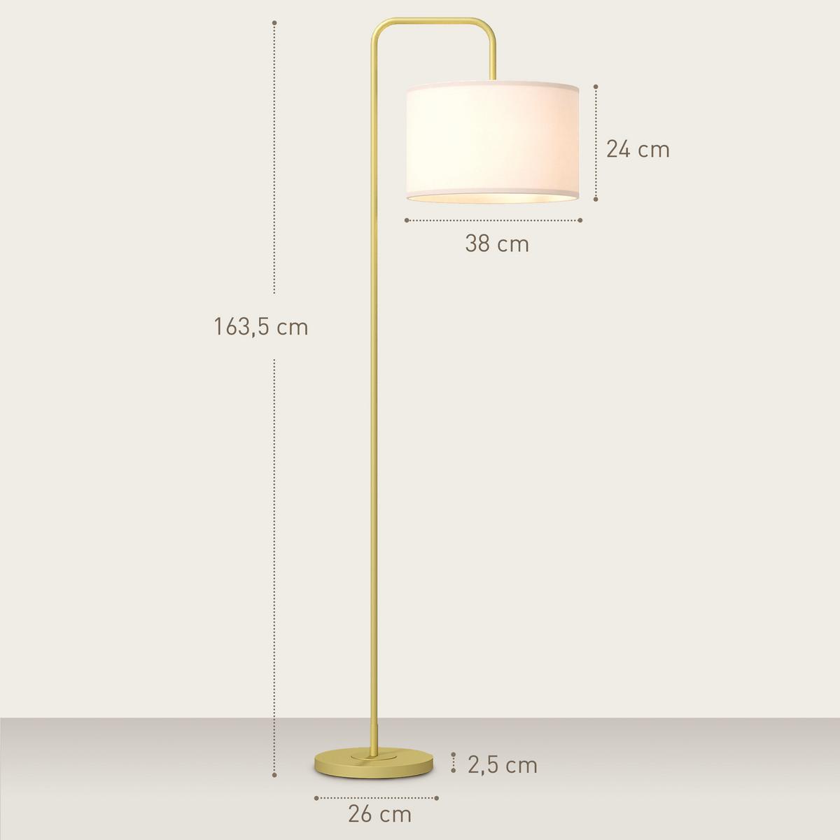 STEHLAMPE Stahl Gold - Weiß, Metall (64/38/163.5cm) - HOMCOM