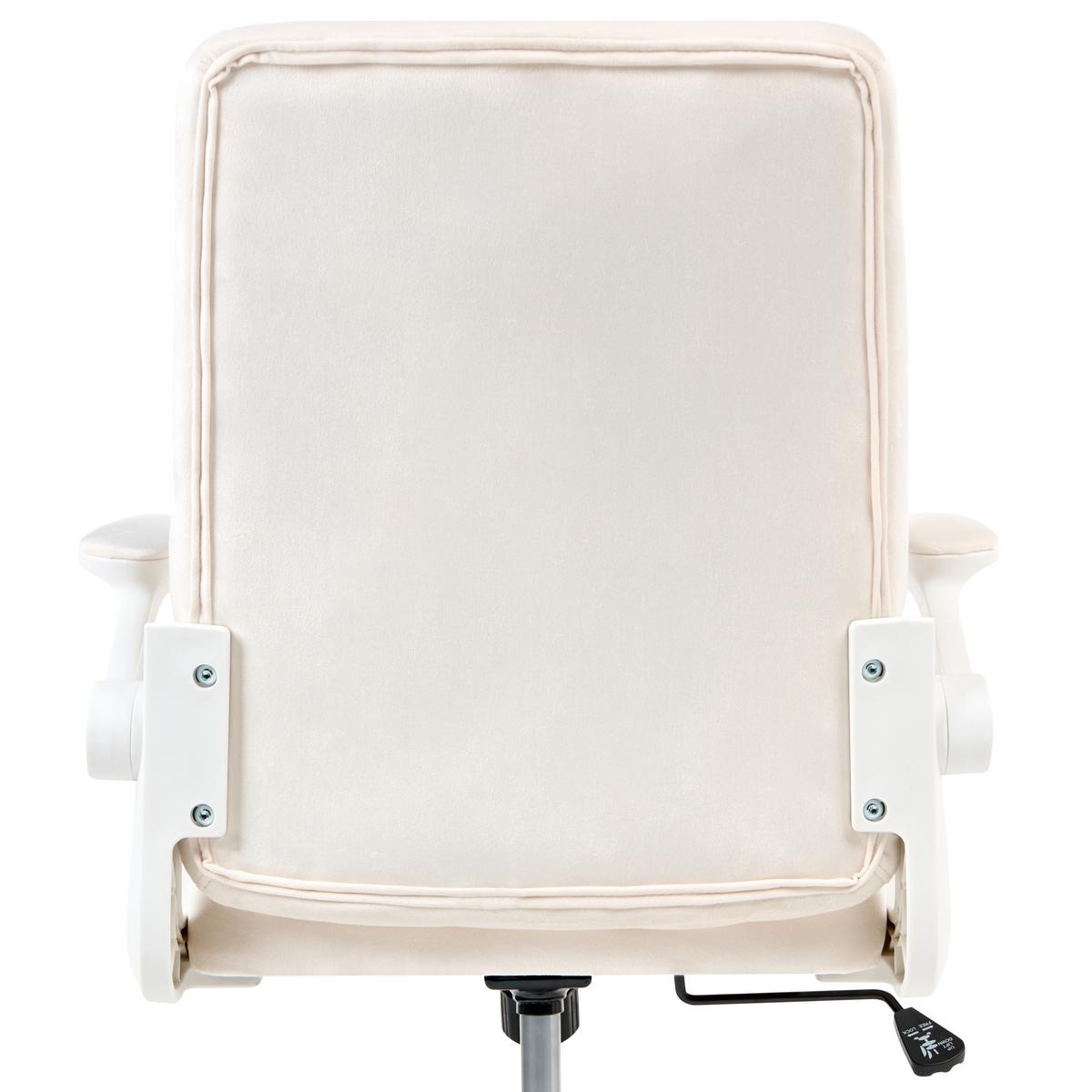 BÜROSTUHL Samtstoff Cremeweiß Dandy - Weiß, Textil (58/95/58cm) - Beliani