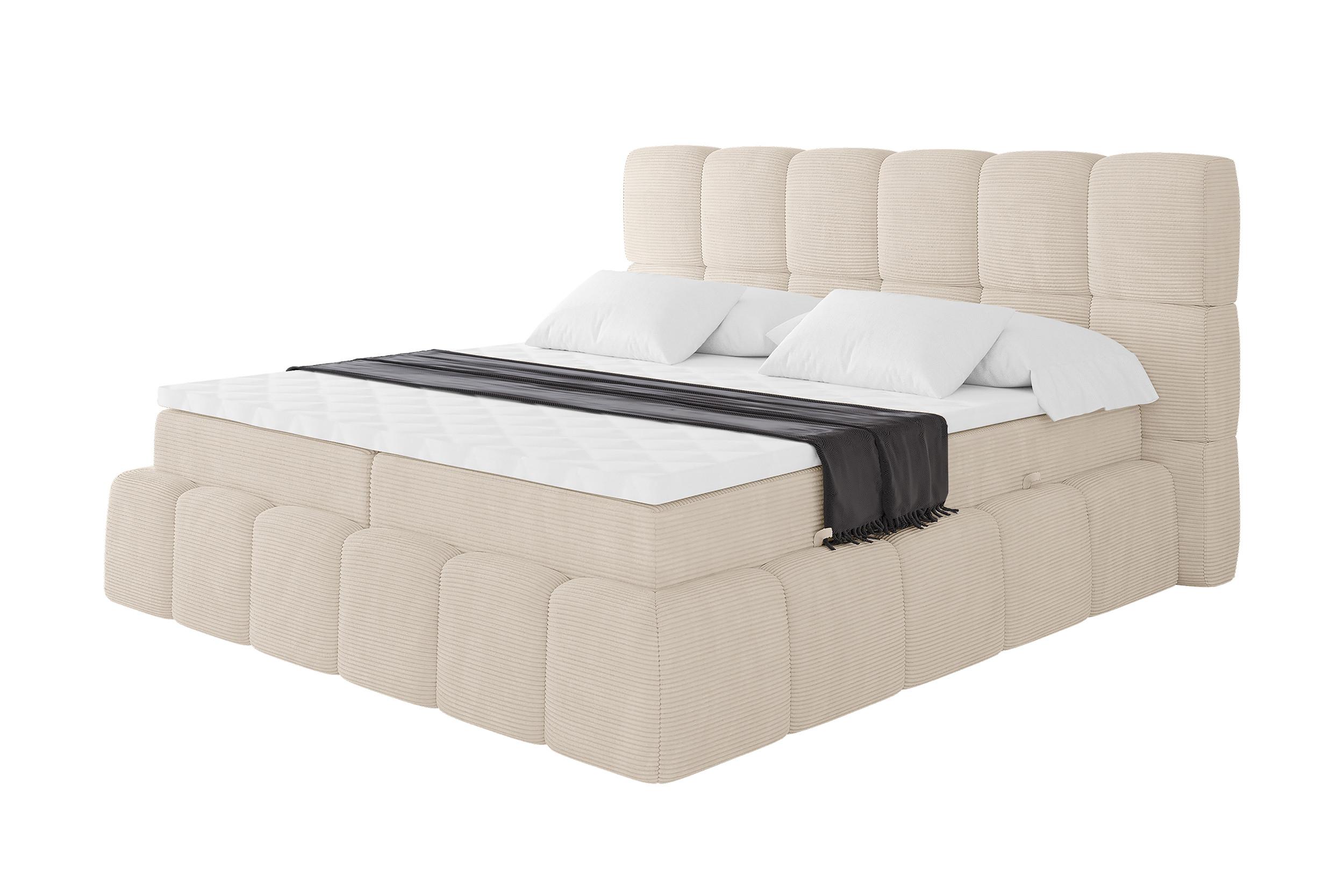 BOXBETT - AURI-H4 - 180x200 Beige Cord - Champagner, Holzwerkstoff (180/200cm) - ALTDECOR