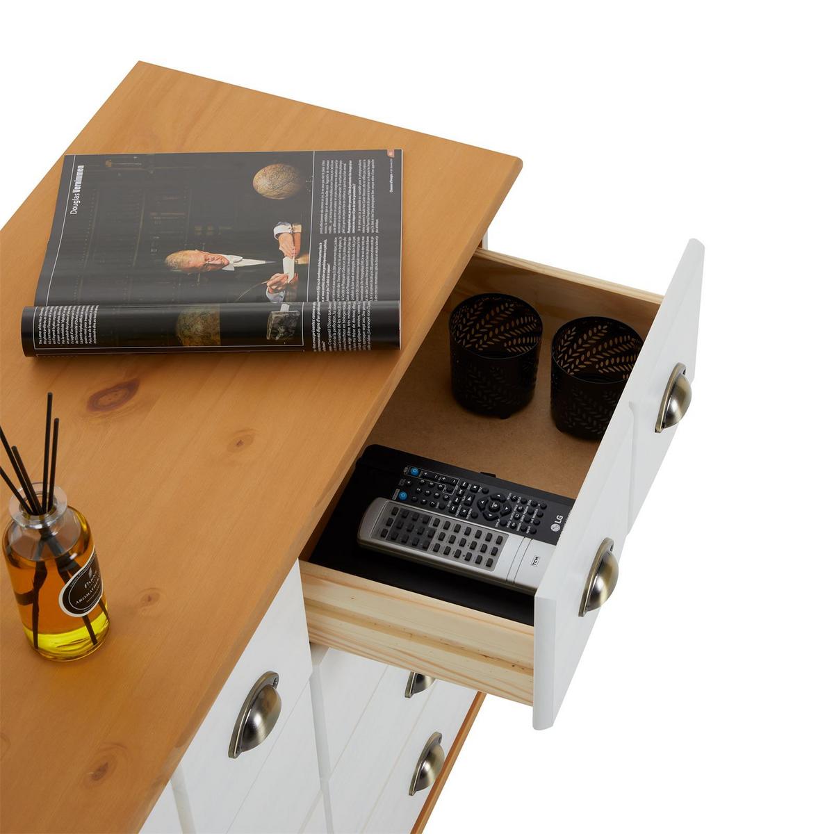 APOTHEKERKOMMODE COLMAR weiß/braun - Weiß/Braun, Holz (92/80/39cm) - IDIMEX