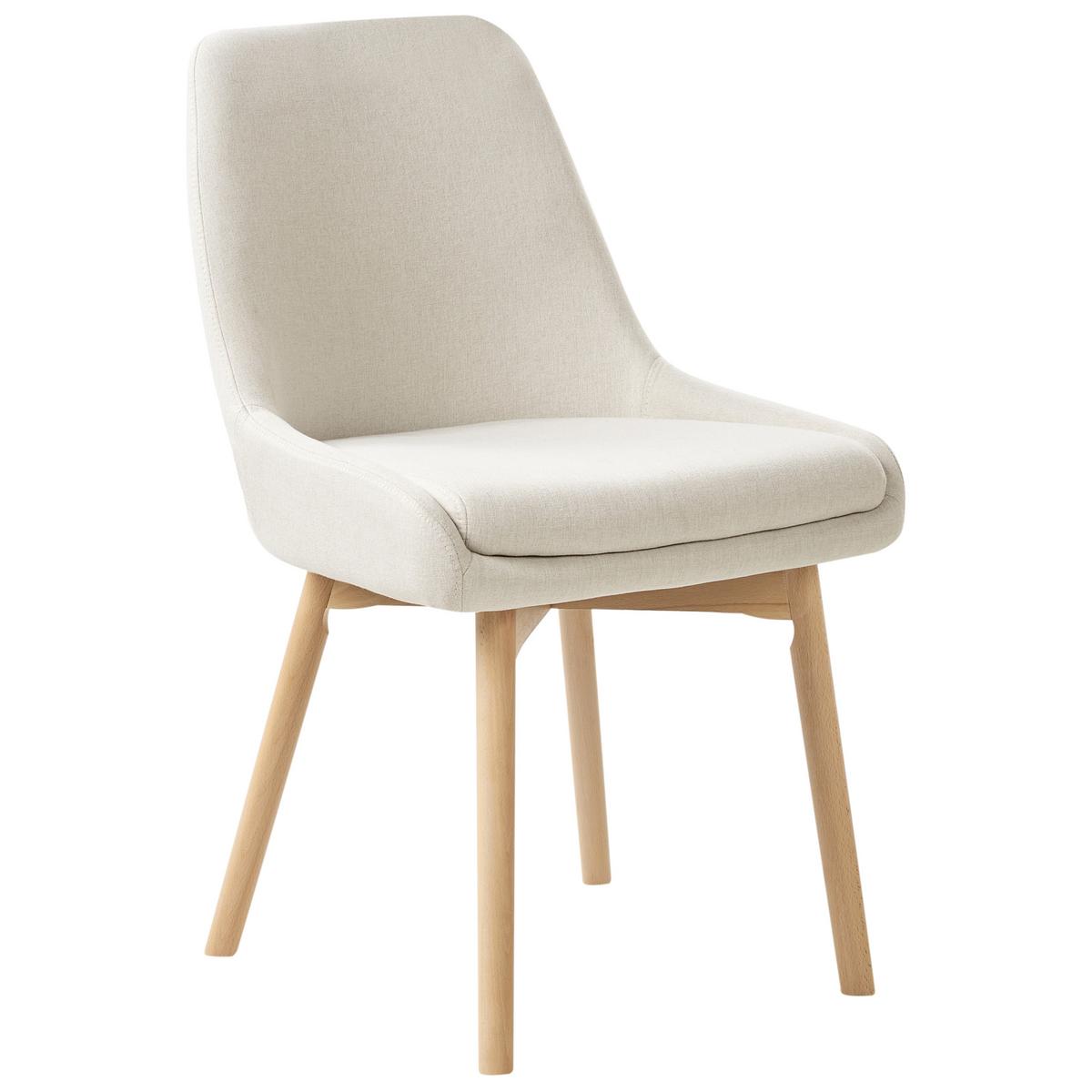 ESSZIMMERSTUHL 2er Set Stoff Cremeweiß Melfort - Creme/Braun, Holz/Textil (49/82/58cm) - Beliani