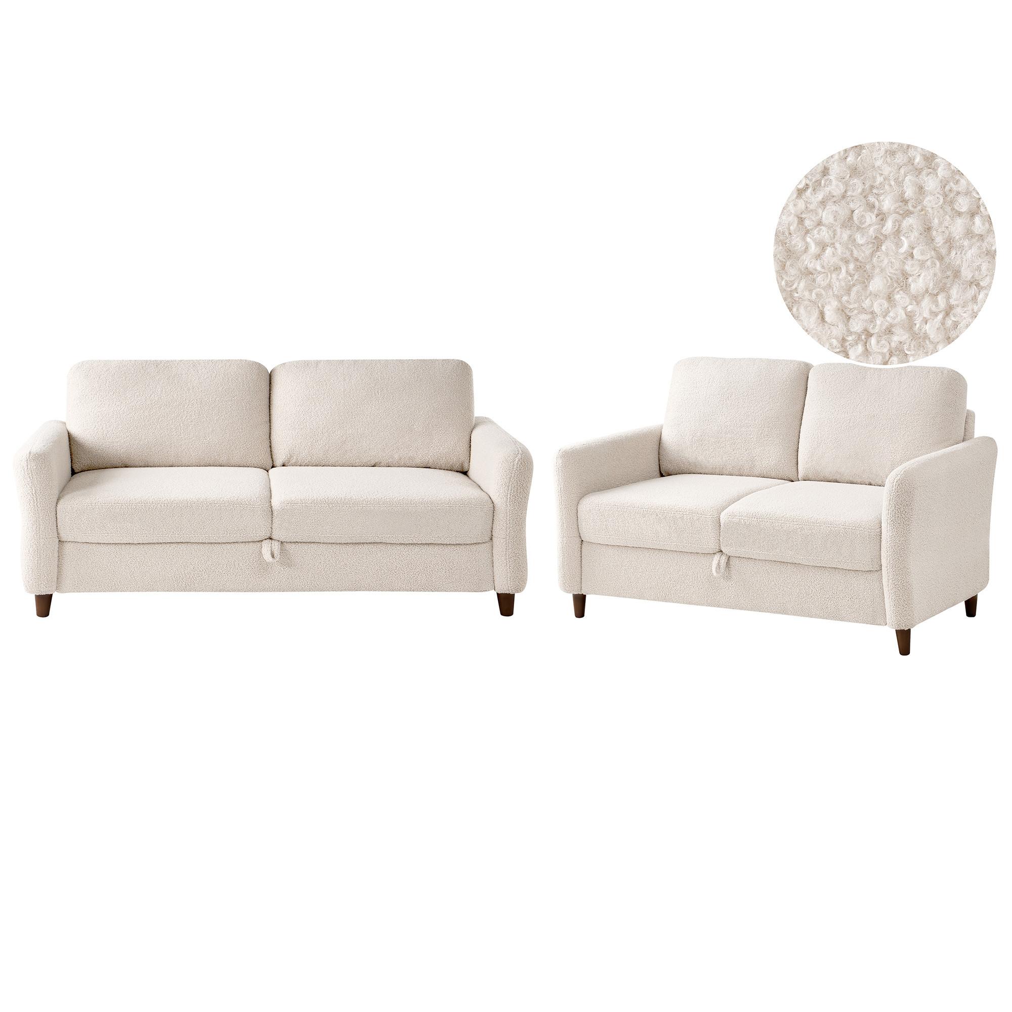 SOFA-SET 5-Sitzer Bouclé Beige Mare - Beige, Textil (184/88/77cm) - Beliani