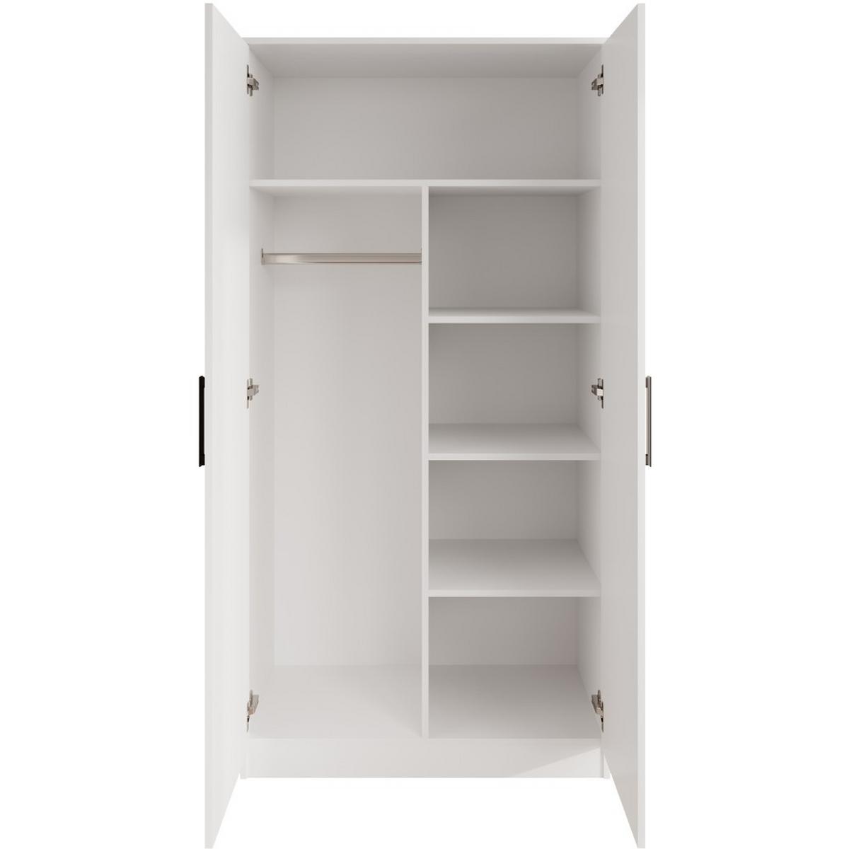 DREHTÜRENSCHRANK Trend, ohne Schubladen, Weiß - Schwarz/Weiß, Holzwerkstoff (90/180/50cm) - Beautysofa