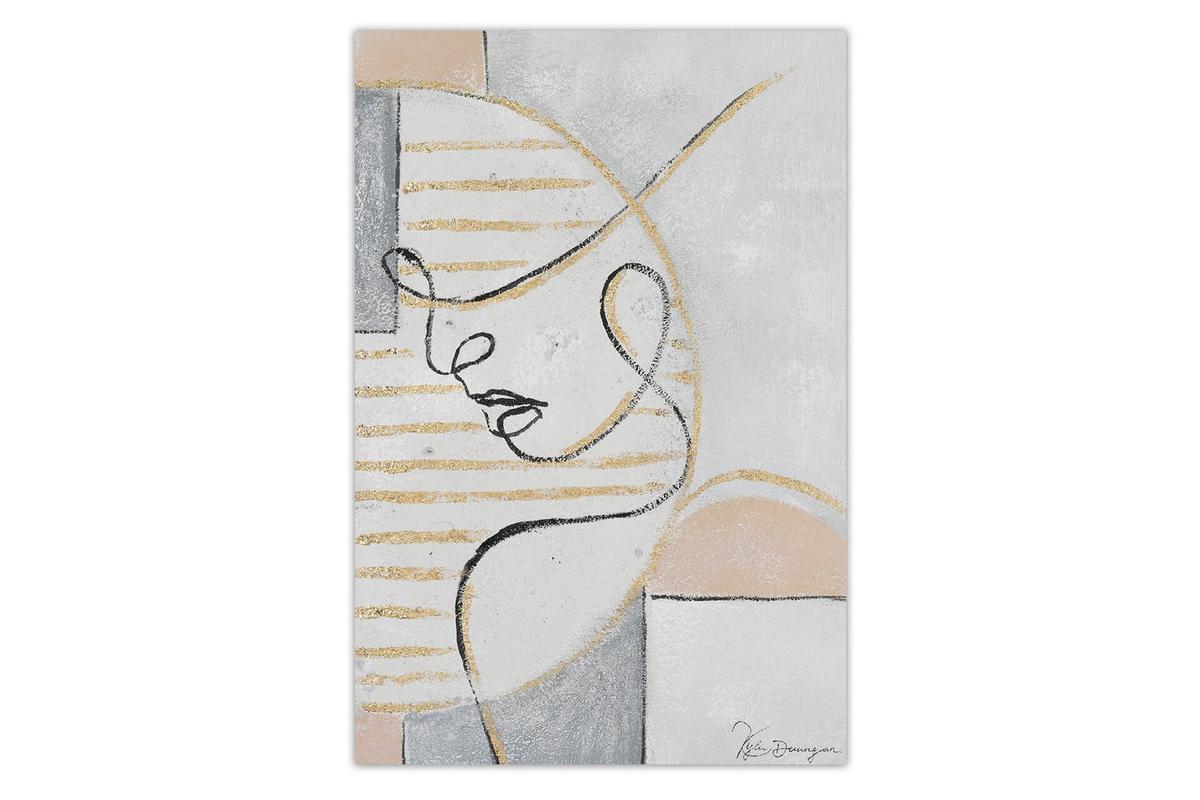 ACRYLBILD HANDGEMALT 50/75 cm - Beige/Schwarz, Holz/Textil (50/75cm) - KUNSTLOFT