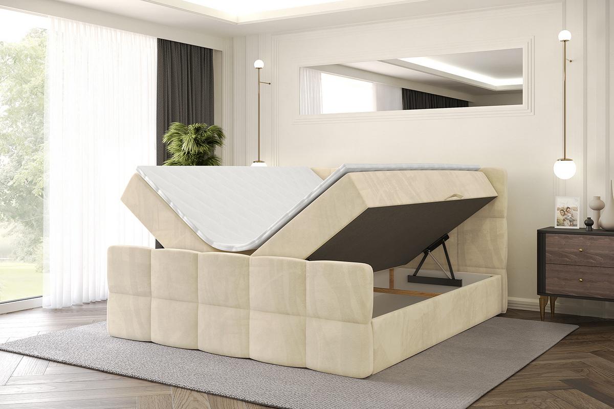 BOXBETT mit Matratze H4 und Lattenrost - LIRO-Z - 160x200 - Beige Monolith - Beige, Holzwerkstoff (160/200cm) - ALTDECOR