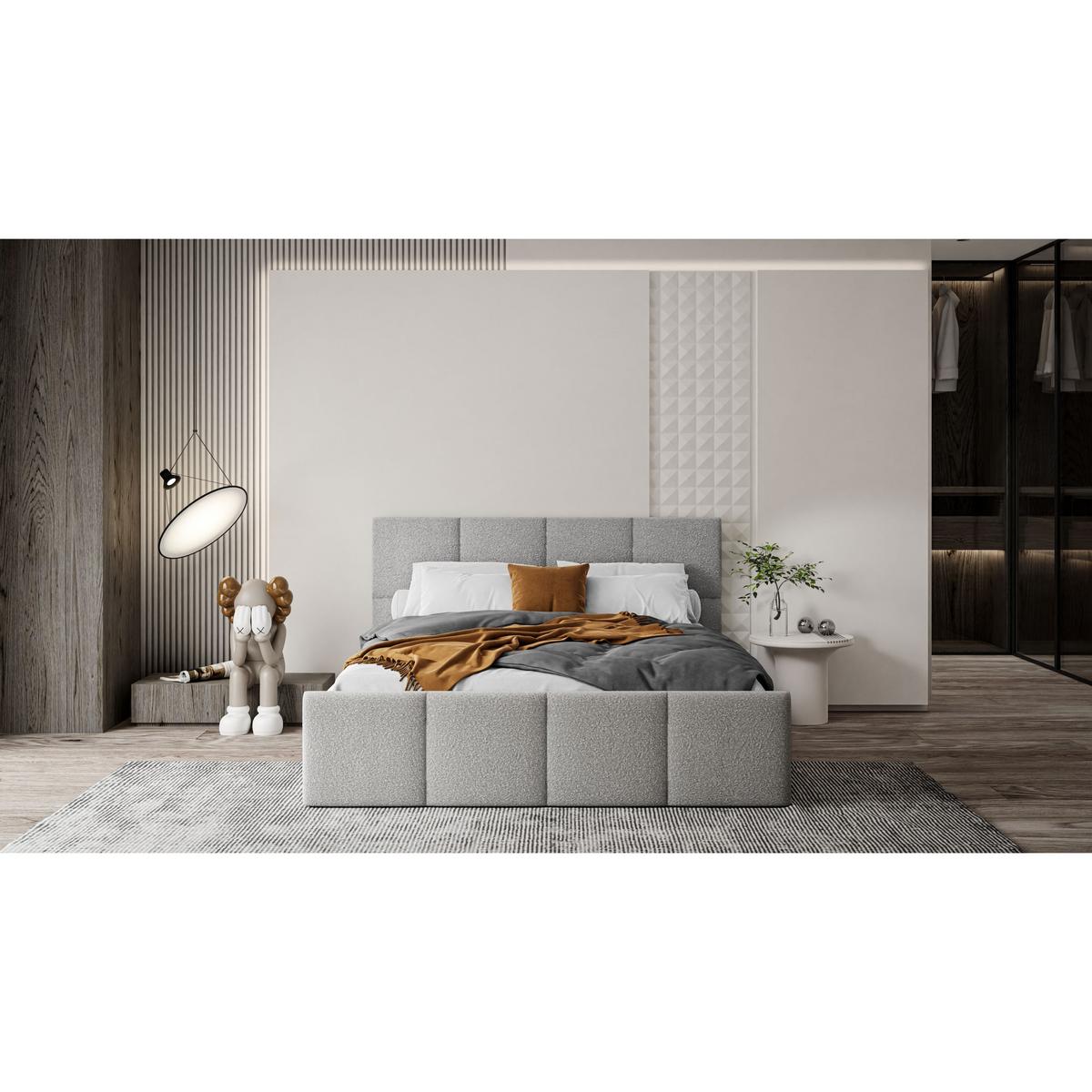 POLSTERBETT AVA 140x200 cm Ascot Toffe, 34 Holzlatten, Kopfteil 91 cm - Grau, Textil (140/200cm) - Lookway