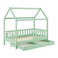 KINDERBETT Marli mint 80x160 cm mit Bettkasten - Mintgrün, Holz (80/160cm) - Juskys