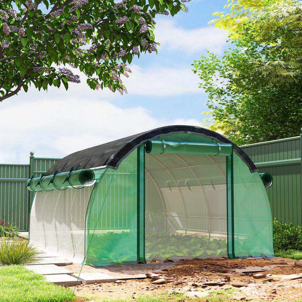 FOLIENTUNNEL, 400L x 300B x 198H cm - Grün, Kunststoff/Metall (300/198/400cm) - Outsunny