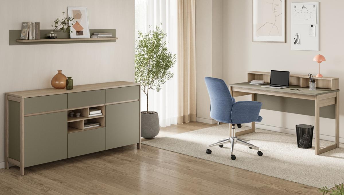 SIDEBOARD Salbei grün, Eiche, Kommode skandinavisch 164 cm, Soft-Close - Salbeigrün/Eichefarben, Holzwerkstoff/Metall (164/85/39cm) - Furn.Design
