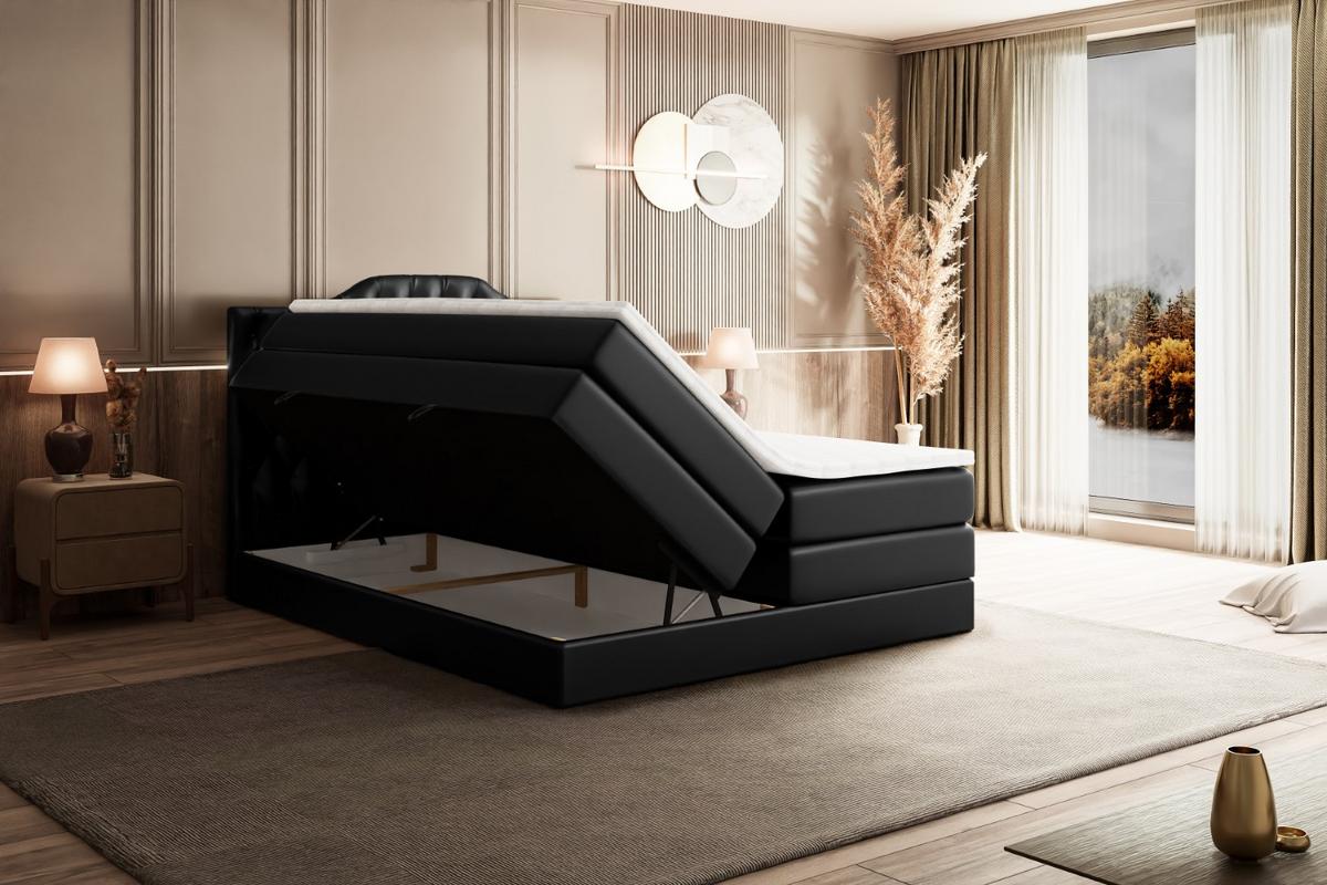 BOXSPRINGBETT VILA-1 KING - 120x200 - H3/H4 - Schwarz Hochglanz - Schwarz Hochglanz, Holzwerkstoff (120/200cm) - ALTDECOR