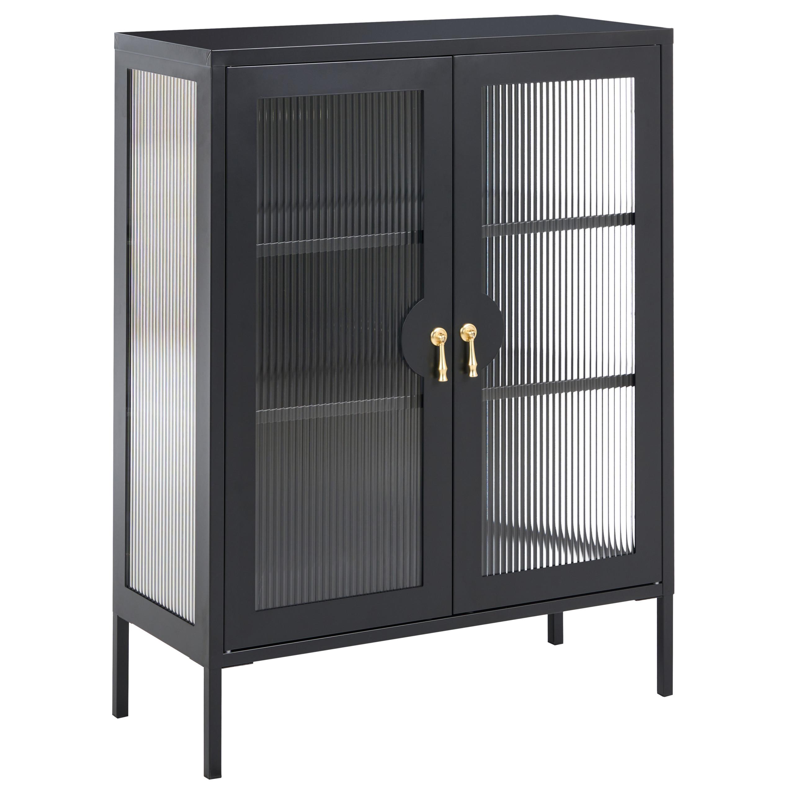 BÜROSCHRANK Metall Schwarz Gleora - Schwarz, Metall (80/105/35cm) - Beliani
