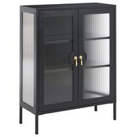 BÜROSCHRANK Metall Schwarz Gleora - Schwarz, Metall (80/105/35cm) - Beliani